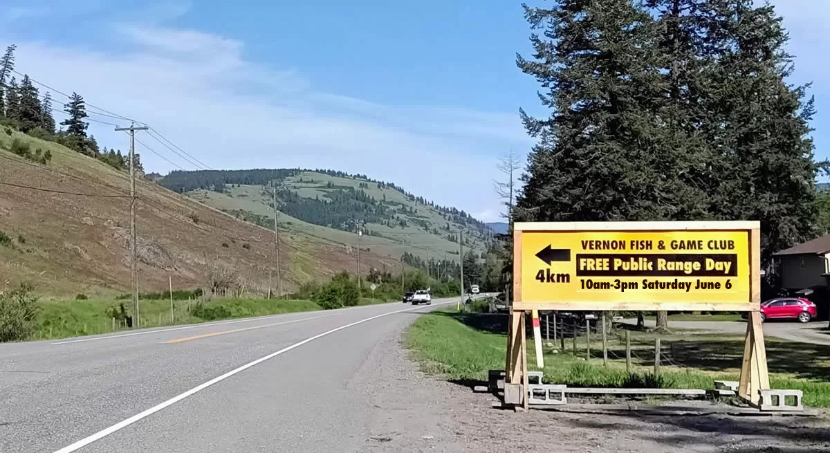 Highway 6 sign for National Range Day at Noble Canyon Road in Lavington